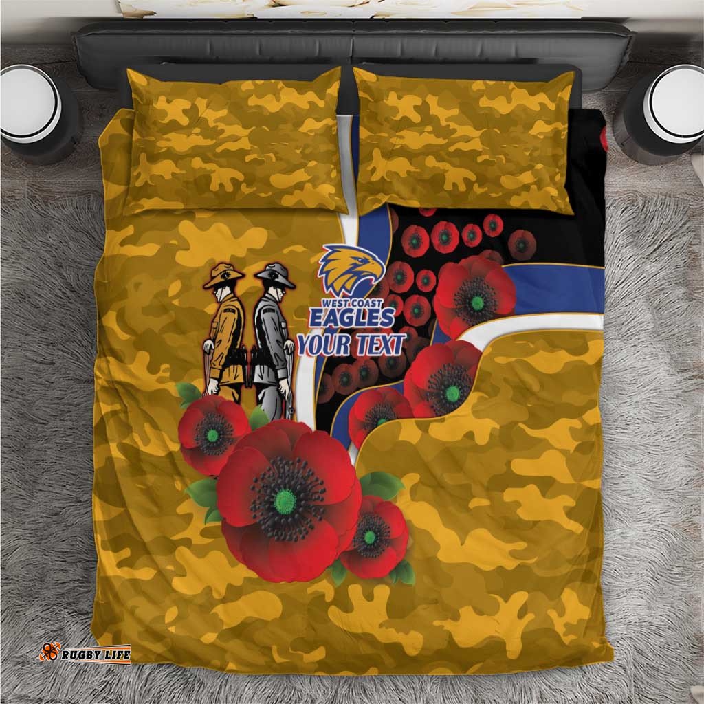 West Eagles ANZAC Personalised Bedding Set Lest We Forget Poppy Camo LT9