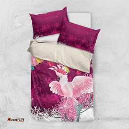 Pink Cockatoo Australia Christmas Bedding Set Grevillea Eucalyptus Blossoms LT14