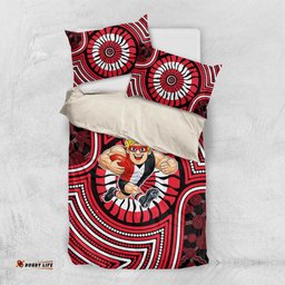 St Kilda Football Club Bedding Set Indigenous Monochrome Dot Art Mascot Style TS04