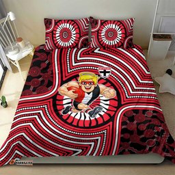 St Kilda Football Club Bedding Set Indigenous Monochrome Dot Art Mascot Style TS04