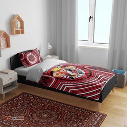 St Kilda Football Club Bedding Set Indigenous Monochrome Dot Art Mascot Style TS04