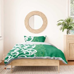 Pounamu Green Maori Bedding Set Koru Kowhaiwhai LT7