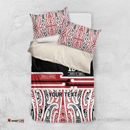 Personalised Toitu Te Tiriti Aotearoa 1840 Bedding Set Red Kowhaiwhai Puhoro LT9