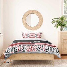 Personalised Toitu Te Tiriti Aotearoa 1840 Bedding Set Red Kowhaiwhai Puhoro LT9