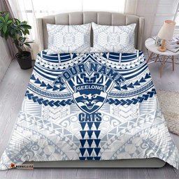 Personalized Geelong Cats Bedding Set Polynesian Tribal Pattern Heritage Football TS04