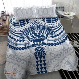 Personalized Geelong Cats Bedding Set Polynesian Tribal Pattern Heritage Football TS04