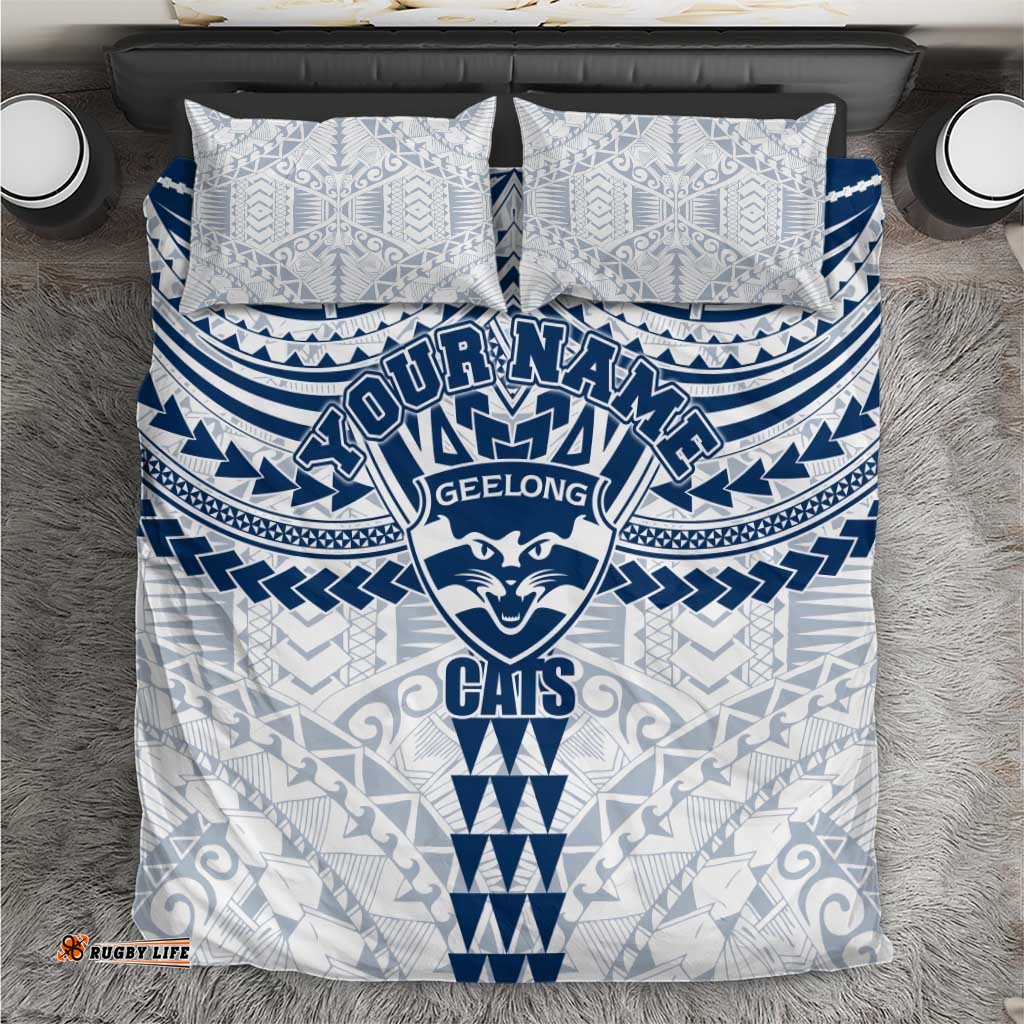 Personalized Geelong Cats Bedding Set Polynesian Tribal Pattern Heritage Football TS04