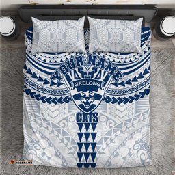 Personalized Geelong Cats Bedding Set Polynesian Tribal Pattern Heritage Football TS04