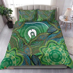 Torres Strait Islands Bedding Set Indigenous Ocean Wave Dot Green Color TS04