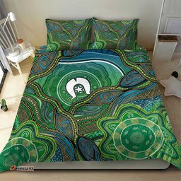 Torres Strait Islands Bedding Set Indigenous Ocean Wave Dot Green Color TS04