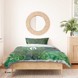 Torres Strait Islands Bedding Set Indigenous Ocean Wave Dot Green Color TS04