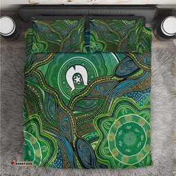 Torres Strait Islands Bedding Set Indigenous Ocean Wave Dot Green Color TS04