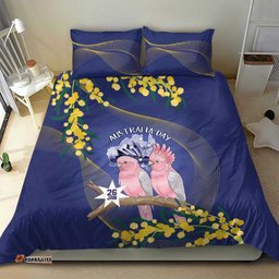 Pink Galah Australia Day Bedding Set 26th January Golden Wattle Flag Color LT14