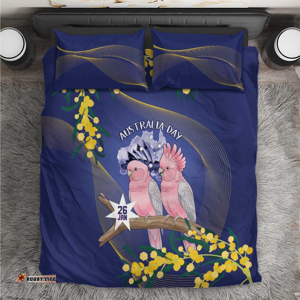 Pink Galah Australia Day Bedding Set 26th January Golden Wattle Flag Color LT14