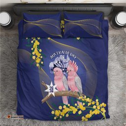Pink Galah Australia Day Bedding Set 26th January Golden Wattle Flag Color LT14