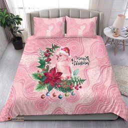 Watercolor Pink Galah Flowers Bedding Set Australia Christmas Vibes LT9