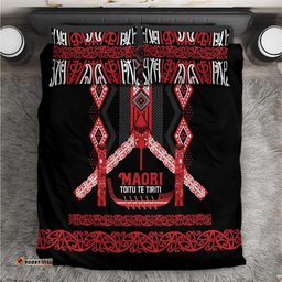 Toitu Te Tiriti Waitangi Bedding Set Black Wharenui House LT9