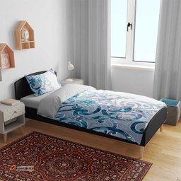 Turquoise Paua Shell Maori Bedding Set Koru Kowhaiwhai LT7