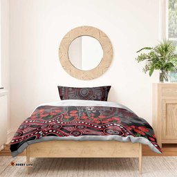 St Kilda Saints ANZAC Day Bedding Set Indigenous Dot Art with Poppy Flower Tribute TS04