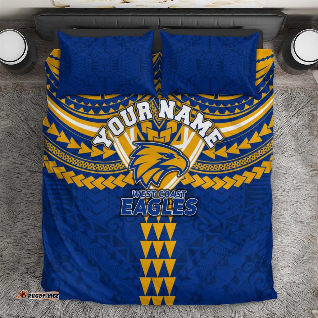Personalized West Coast Eagles Bedding Set Polynesian Tribal Pattern Heritage Football TS04
