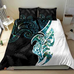 Proud Aotearoa Bedding Set Maori Silver Fern Mix Paua Shell Pattern LT14