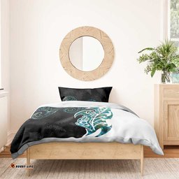 Proud Aotearoa Bedding Set Maori Silver Fern Mix Paua Shell Pattern LT14