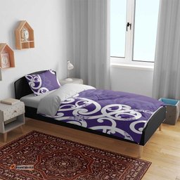 Violet Green Maori Bedding Set Koru Kowhaiwhai LT7