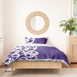 Violet Green Maori Bedding Set Koru Kowhaiwhai LT7