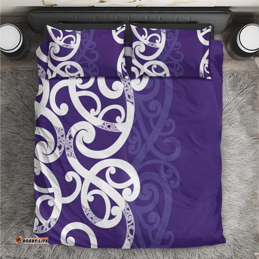 Violet Green Maori Bedding Set Koru Kowhaiwhai LT7