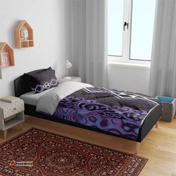 Purple Aotearoa Bedding Set Taniko Motifs With Paua Shell Kowhaiwhai LT14
