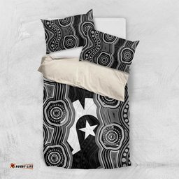 Torres Strait Islander Bedding Set Flag Feather Headdress Indigenous Dotwork Tribal Art TS04