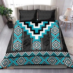 Turquoise Taniko Pattern Aotearoa Bedding Set Niho Taniwha Mix Poutama LT14