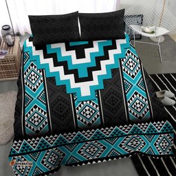 Turquoise Taniko Pattern Aotearoa Bedding Set Niho Taniwha Mix Poutama LT14