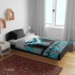 Turquoise Taniko Pattern Aotearoa Bedding Set Niho Taniwha Mix Poutama LT14