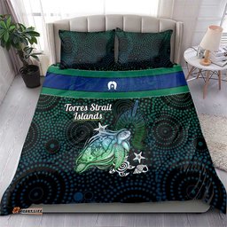 Torres Strait Islands Sea Turtle and Dhari Bedding Set Oceanic Indigenous Dotwork Tribal Illustration TS04
