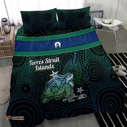 Torres Strait Islands Sea Turtle and Dhari Bedding Set Oceanic Indigenous Dotwork Tribal Illustration TS04