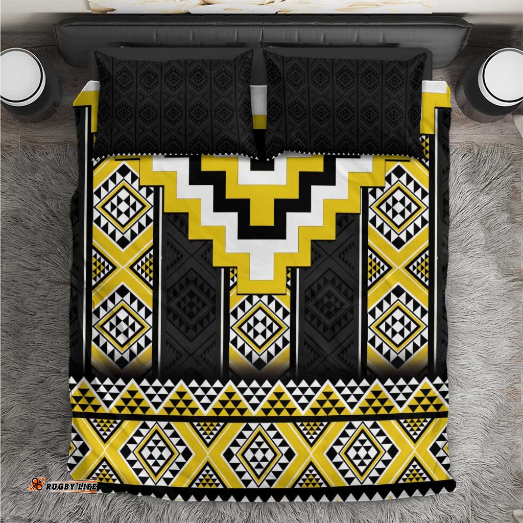 Yellow Taniko Aotearoa Bedding Set Niho Taniwha Mix Poutama LT14