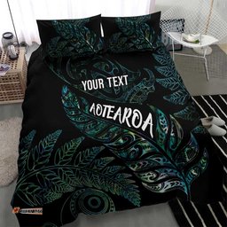 Aotearoa Personalized Lawn Bowls Maori Bedding Set New Zealand Paua Shell Tribal Silver Fern LT7