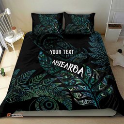 Aotearoa Personalized Lawn Bowls Maori Bedding Set New Zealand Paua Shell Tribal Silver Fern LT7
