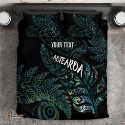Aotearoa Personalized Lawn Bowls Maori Bedding Set New Zealand Paua Shell Tribal Silver Fern LT7