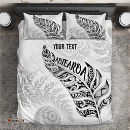 Aotearoa Personalized Lawn Bowls Maori Bedding Set New Zealand White Tribal Silver Fern LT7