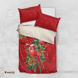Aussie Red Cardinal Bedding Set Aboriginal Inspired Christmas LT9
