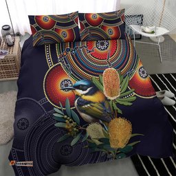 Aussie Honeyeaters Banksia Flowers Bedding Set Aboriginal Dots Painting LT9