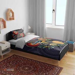 Aussie Honeyeaters Banksia Flowers Bedding Set Aboriginal Dots Painting LT9