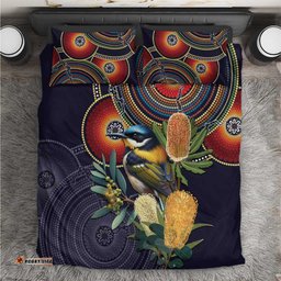 Aussie Honeyeaters Banksia Flowers Bedding Set Aboriginal Dots Painting LT9