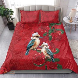 Aussie Kokaburra Waratah Christmas Bedding Set Aboriginal Dots Painting LT9