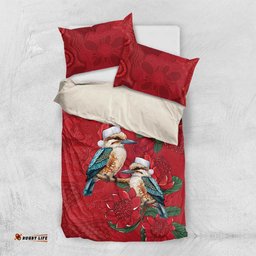 Aussie Kokaburra Waratah Christmas Bedding Set Aboriginal Dots Painting LT9