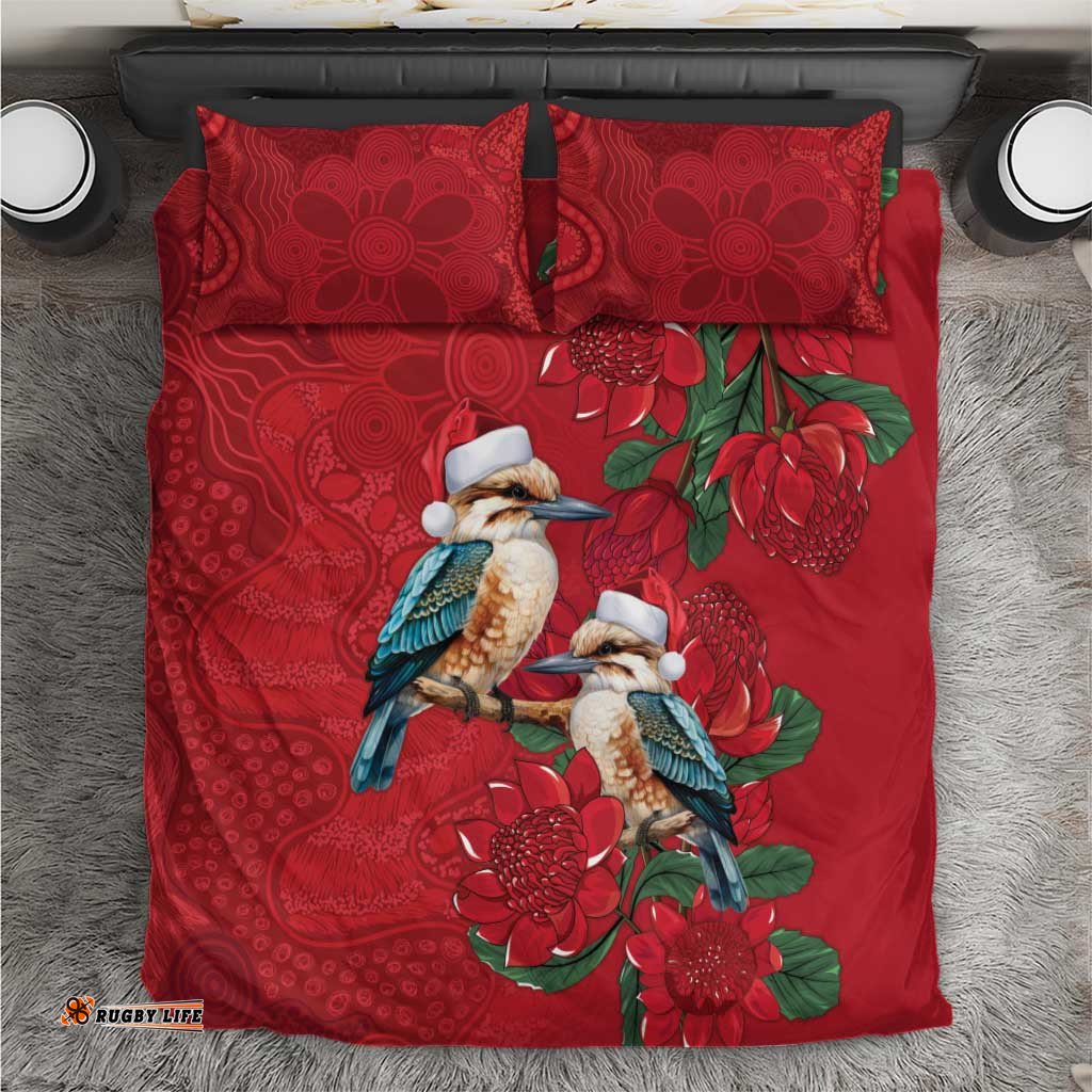 Aussie Kokaburra Waratah Christmas Bedding Set Aboriginal Dots Painting LT9