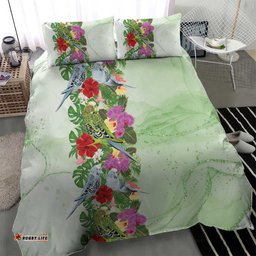 Aussie Budgies Blue And Green Tropical Birds Bedding Set LT9