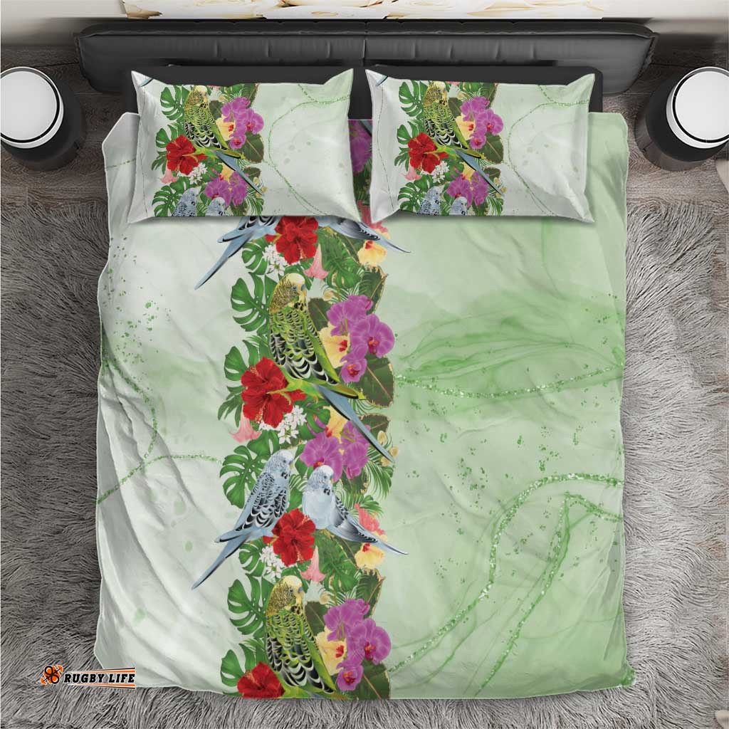 Aussie Budgies Blue And Green Tropical Birds Bedding Set LT9